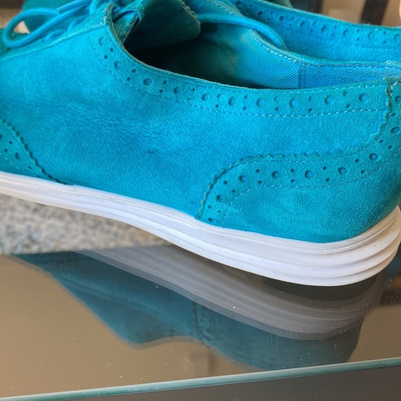 Cole Haan turquoise suede lace up oxfords - Picture 4 of 7